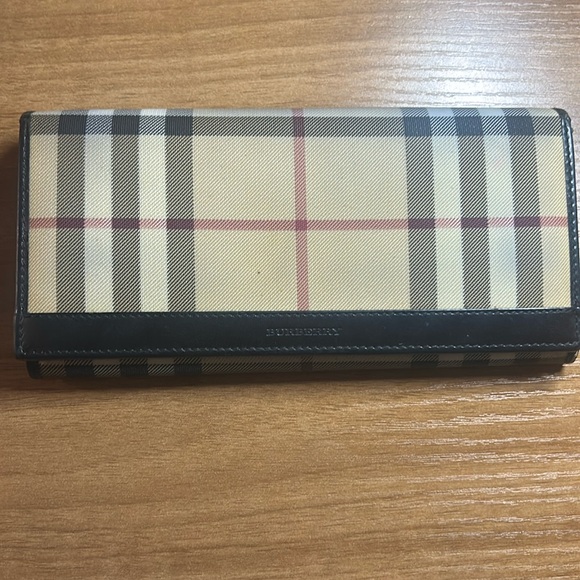 BURBERRY Nova Check Canvas Leather Bi-fold Long Wallet Beige - Picture 1 of 9